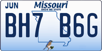 MO license plate BH7B6G