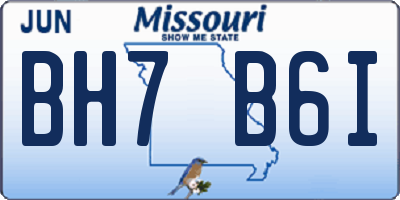 MO license plate BH7B6I
