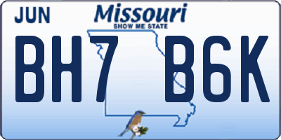 MO license plate BH7B6K