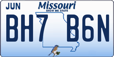 MO license plate BH7B6N