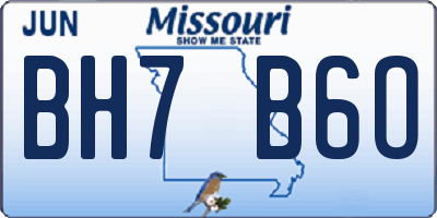 MO license plate BH7B6O