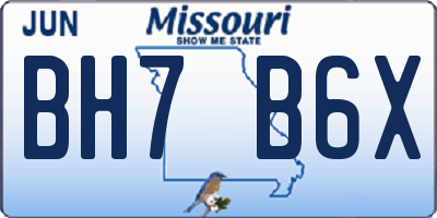 MO license plate BH7B6X