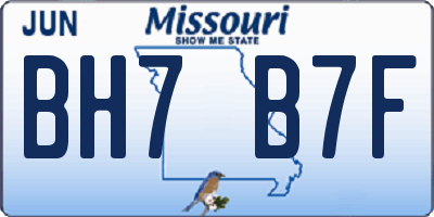 MO license plate BH7B7F