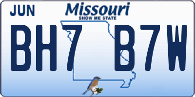 MO license plate BH7B7W