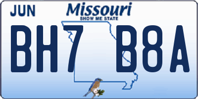 MO license plate BH7B8A