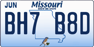 MO license plate BH7B8D