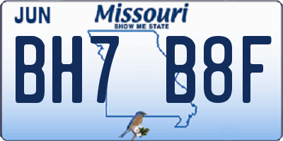 MO license plate BH7B8F