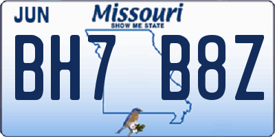 MO license plate BH7B8Z