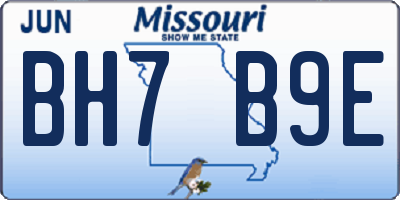 MO license plate BH7B9E