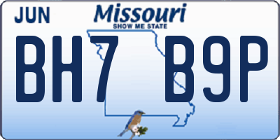 MO license plate BH7B9P