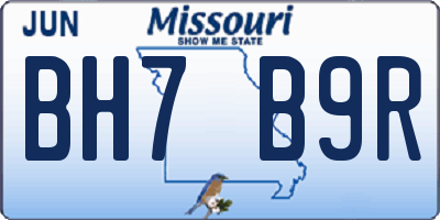 MO license plate BH7B9R