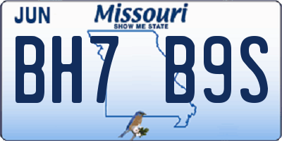 MO license plate BH7B9S