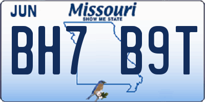 MO license plate BH7B9T