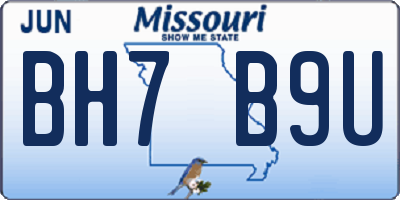 MO license plate BH7B9U