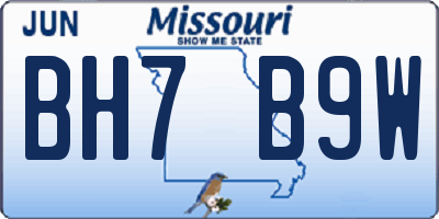 MO license plate BH7B9W