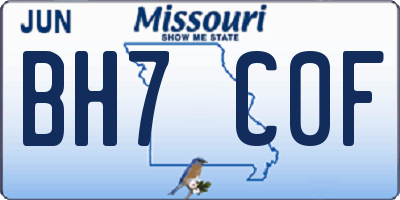 MO license plate BH7C0F