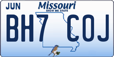 MO license plate BH7C0J