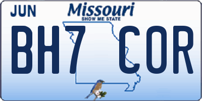 MO license plate BH7C0R
