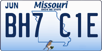 MO license plate BH7C1E