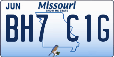 MO license plate BH7C1G