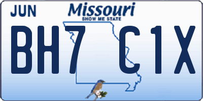 MO license plate BH7C1X