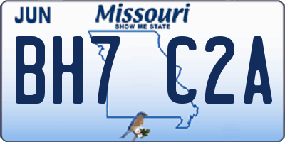 MO license plate BH7C2A