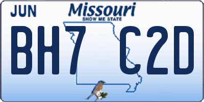 MO license plate BH7C2D