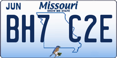 MO license plate BH7C2E