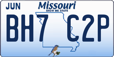 MO license plate BH7C2P