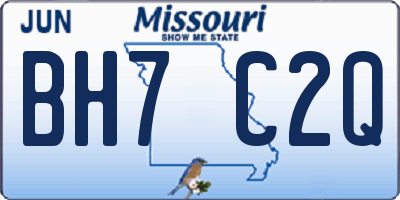 MO license plate BH7C2Q