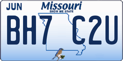 MO license plate BH7C2U
