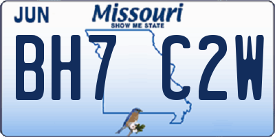 MO license plate BH7C2W