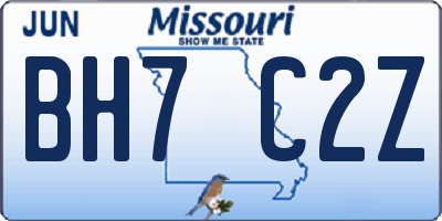 MO license plate BH7C2Z