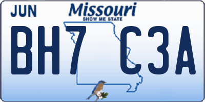 MO license plate BH7C3A