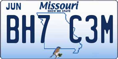 MO license plate BH7C3M