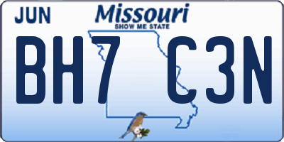 MO license plate BH7C3N
