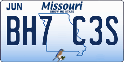 MO license plate BH7C3S