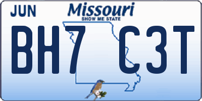 MO license plate BH7C3T