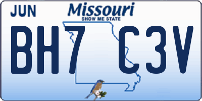MO license plate BH7C3V
