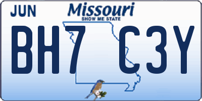 MO license plate BH7C3Y