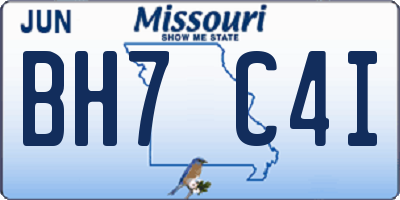 MO license plate BH7C4I