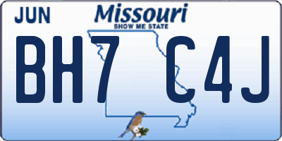 MO license plate BH7C4J