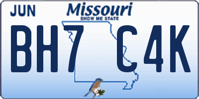 MO license plate BH7C4K