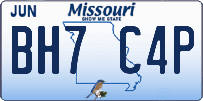 MO license plate BH7C4P