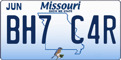 MO license plate BH7C4R