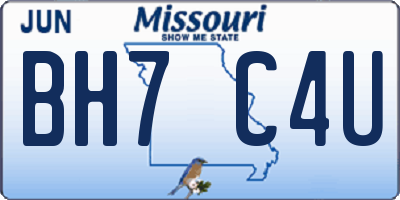 MO license plate BH7C4U