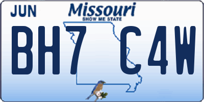 MO license plate BH7C4W