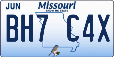 MO license plate BH7C4X