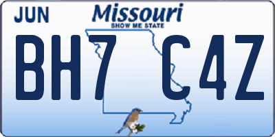 MO license plate BH7C4Z