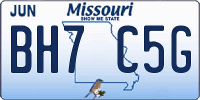 MO license plate BH7C5G